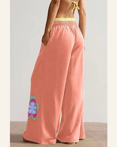 Patchwork Pants Colorful Flower Trousers Grapefruit, view 2