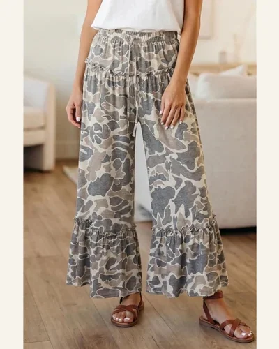 Wide Leg Pants Elastic Drawstring Casual Trousers, view 3
