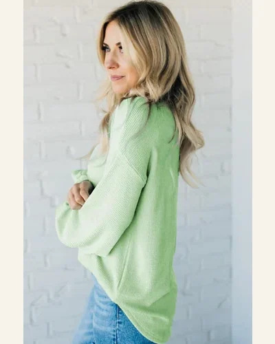Tunic Tops Casual Moonlight Jade Solid Cord Ribbed, view 3