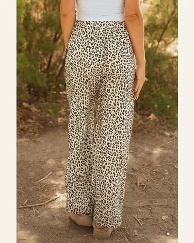Casual Pants Drawstring Elastic Waistband Pants with Pockets, view 2
