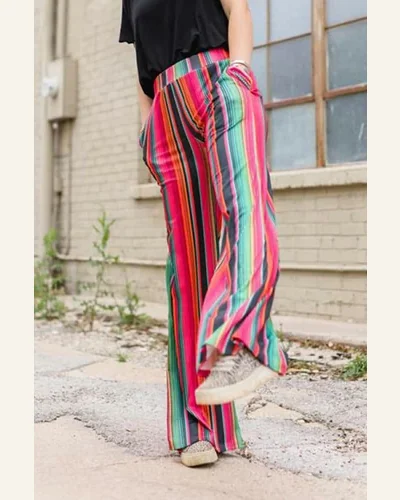 Pants Multicolor High Waist Serape Print Wide Leg, view 4