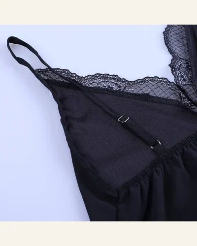 Spaghetti Strap Lace V Neck Tank Tops Chiffon, view 4