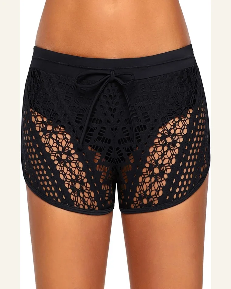 Drawstring Waist Lace Hollow Out Tankini Bottom by SELINK