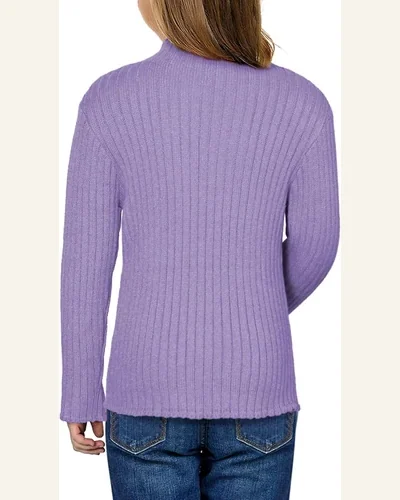 Girls Casual Puff Long Sleeve Sweaters Crewneck Rib, view 2