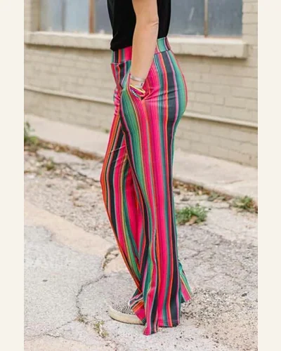 Pants Multicolor High Waist Serape Print Wide Leg, view 3