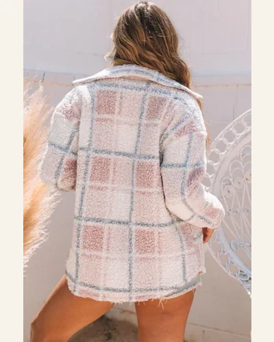 Shacket Jacket Casual Multicolor Checker Print Turn, view 2