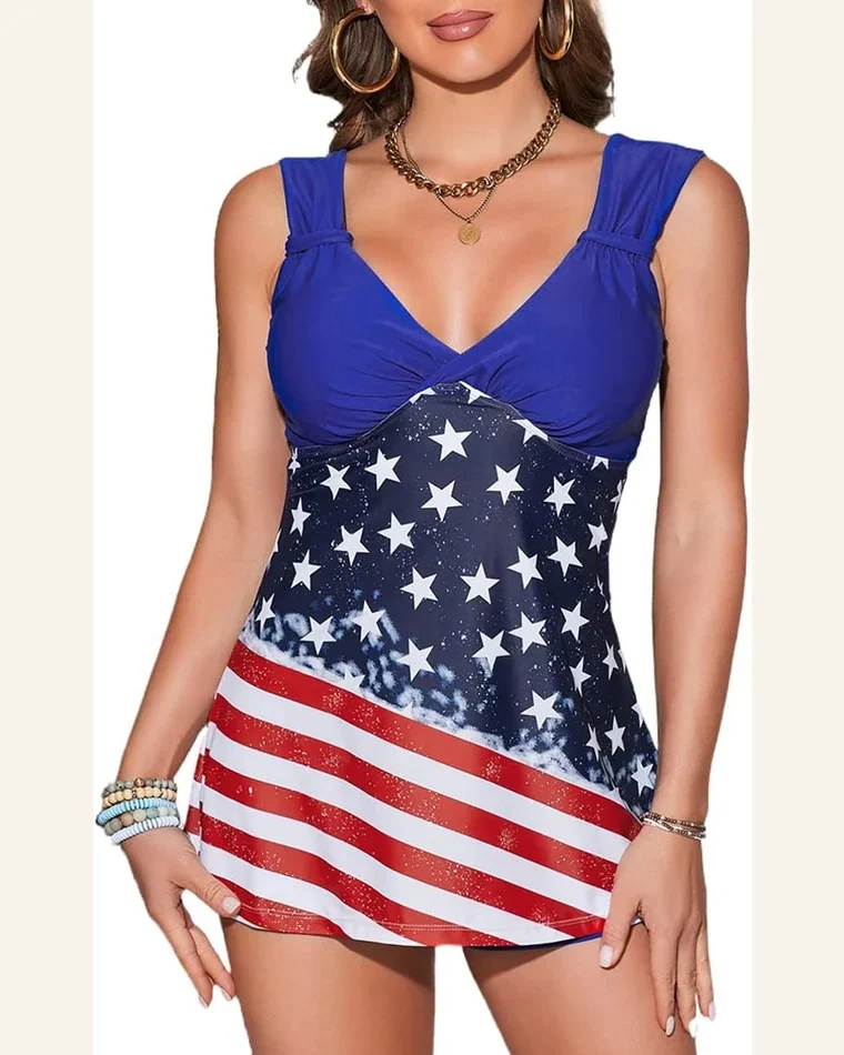 Tummy Control Swimsuit Tank Top Two Piece Tankini by SELINK
