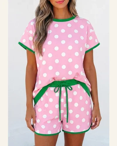 Summer 2 Piece Outfits Polka Dot Top, view 2