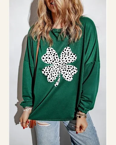 St Patricks Day Sweatshirt Lucky Shamrock Long Sleeve, view 3