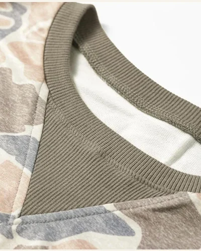 Camo Sweatshirt Drop Shoulder Casual Long Sleeve Pullover, view 4