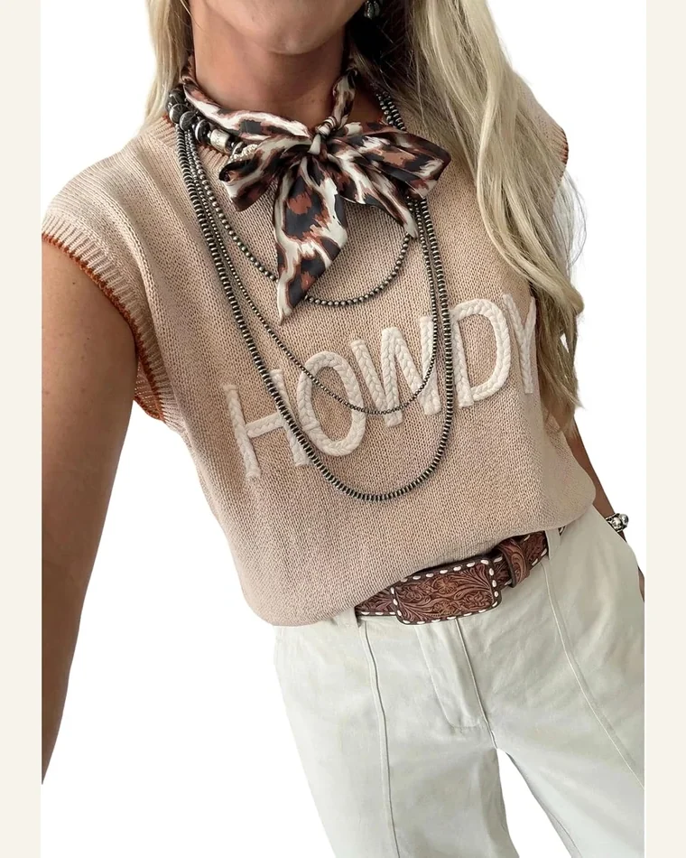 Summer Sweater Vest Knit Howdy Round Neck Cap by SELINK