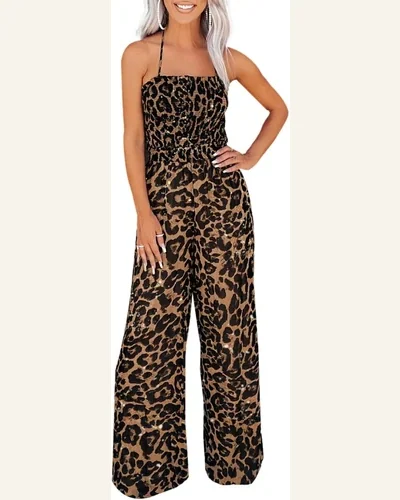 Jumpsuits Halter Neck Backless Wide Leg Jumpsuit Sleeveless, view 1