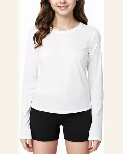 Girls Long Sleeve Athletic Shirts Crewneck Gym Tees, view 4
