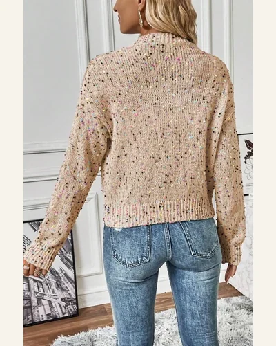Cardigan Sweater Elegant Aruba Rhinestone Decor Confetti Sweater, view 3