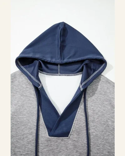 Casual Light Grey Sweatshirts Color Block V Neck, view 3