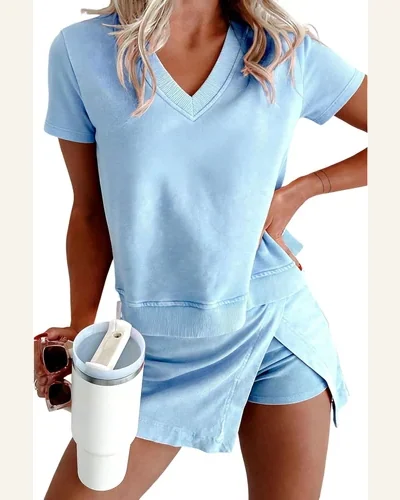 Travel Outfits Summer Lounge Set Mineral Wash, view 1