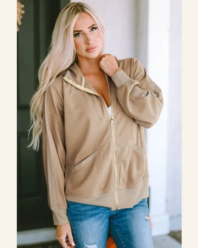 Shacket Jacket Casual Khaki Thermal Waffle Knit Full, view 3