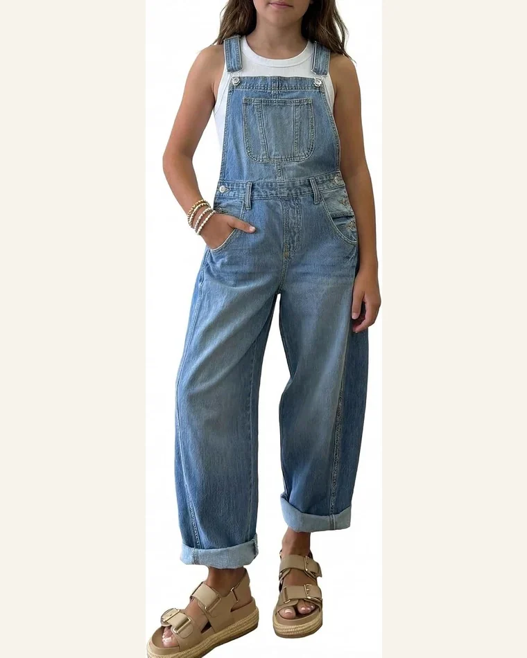 Girls Polka Dot Overalls Casual High Stretch Wide by SELINK