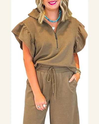 Two Piece Sets Summer Outfits Ruffle Cap Sleeve, view 4