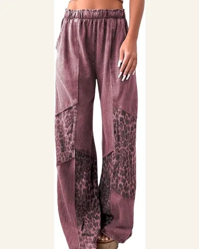 Patchwork Wide Leg Pants with Pockets, view 4
