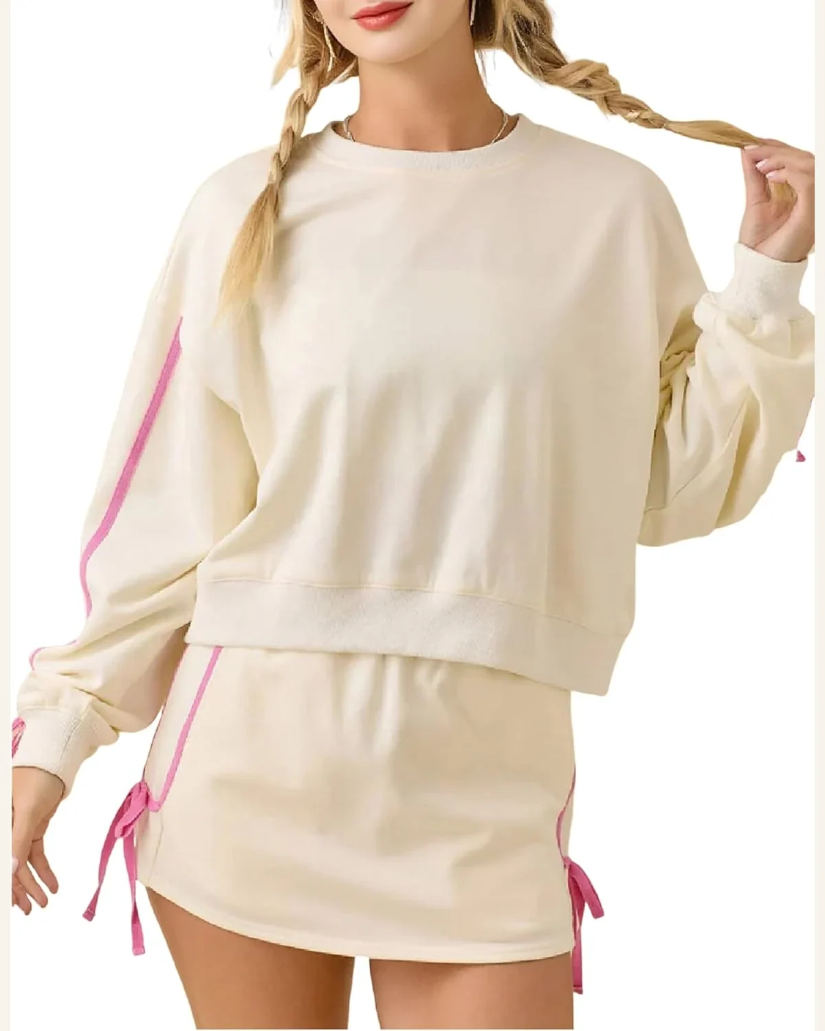 2 Piece Outfits Casual Bow Tie Strap Long Set by SELINK