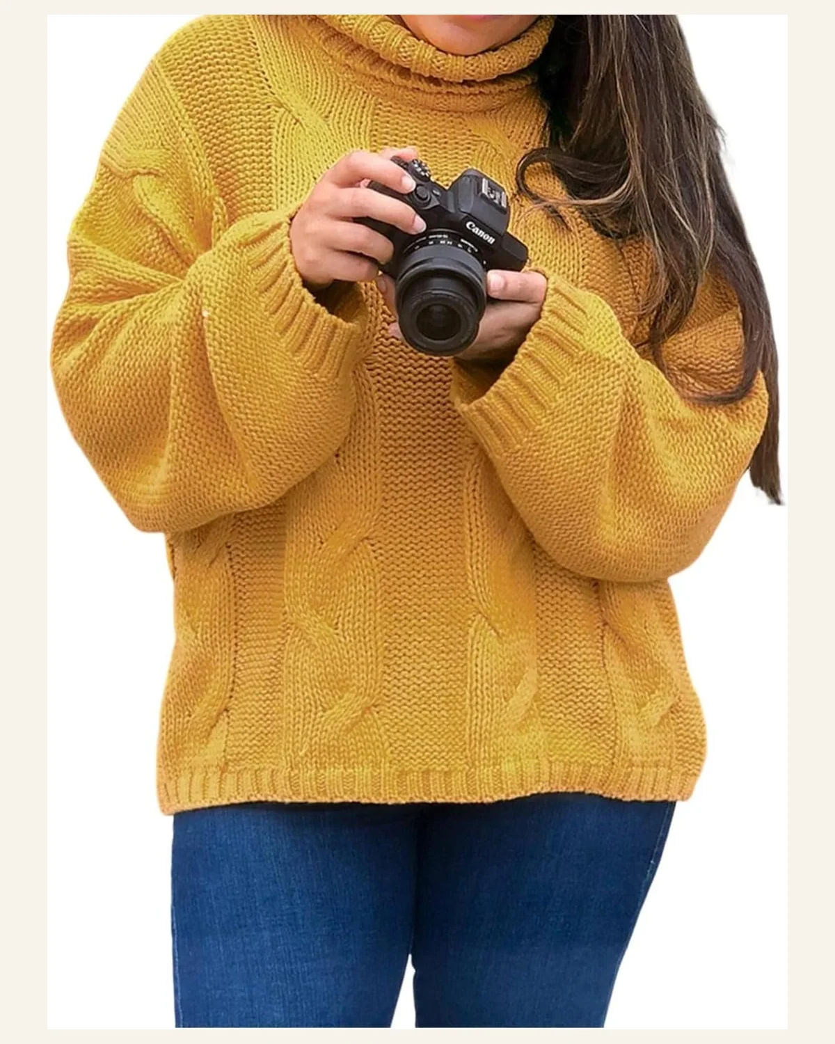 Pullover Sweater Tops Casual Yellow Cuddle Weather Cable by SELINK