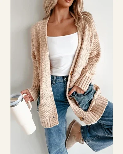 Casual Open Front Cardigan Sweater Smoke Gray Knitted, view 3