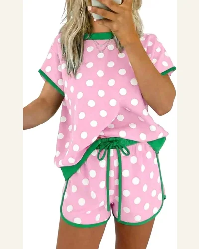 Summer 2 Piece Outfits Polka Dot Top, view 1