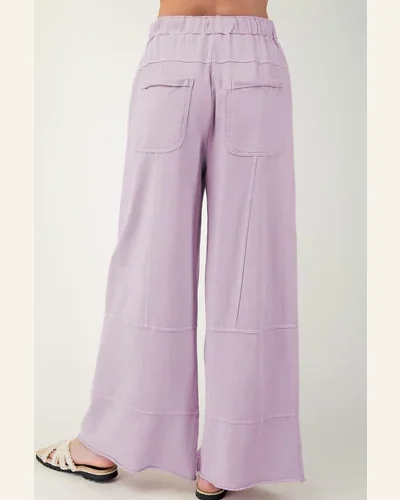 Casual Pants Pink Mineral Wash Exposed Seam Drawstring, view 2