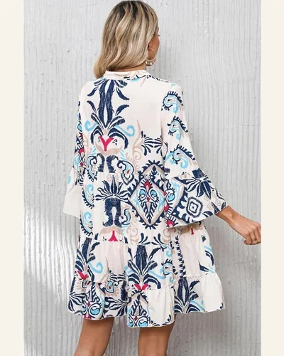 Summer Midi Dress V Neck Tribal Print Bracelet, view 2