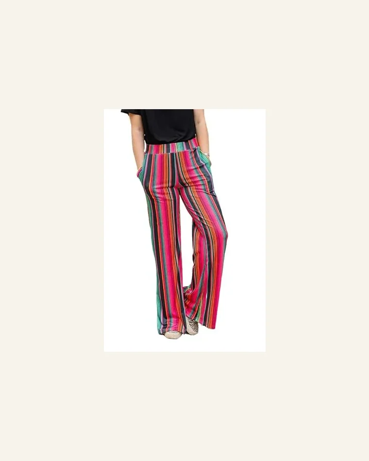Pants Multicolor High Waist Serape Print Wide Leg by SELINK