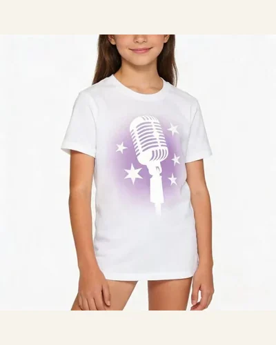 Kids Retro Microphone Star T Shirt Girls Music, view 2