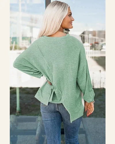 Tunic Tops Casual Colorblock Stitching Irregular Hem Long, view 2