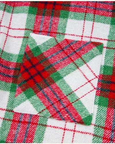 Plaid Flannel Shacket Long Sleeve Button Down Christmas, view 3