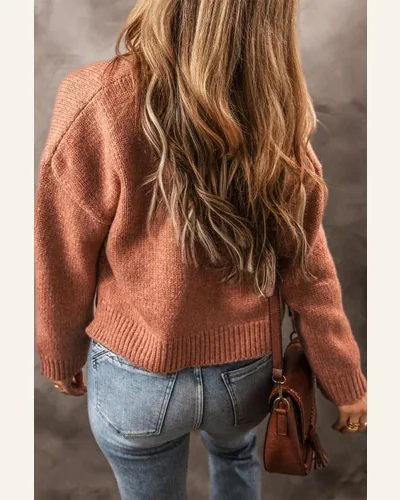 Cardigan Sweater Basic Light French Beige Drop Shoulder, view 2