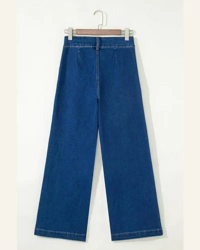 Western Sail Blue Hardware Patched Pockets Denim Pants, view 4