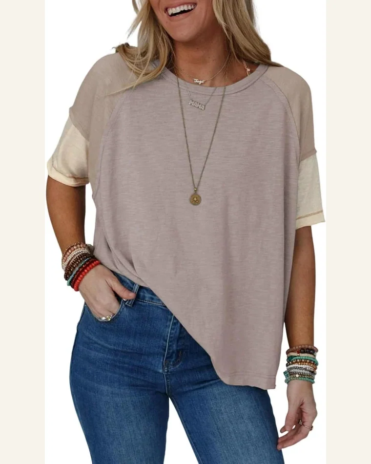 Short Sleeve T Shirt Casual Simply Taupe Exposed by SELINK