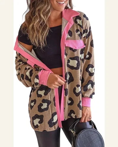 Button Down Shirts Long Sleeve Leopard Print Top, view 1