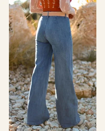 Casual High Waisted Jeans Wide Leg Daily Jeans, view 2