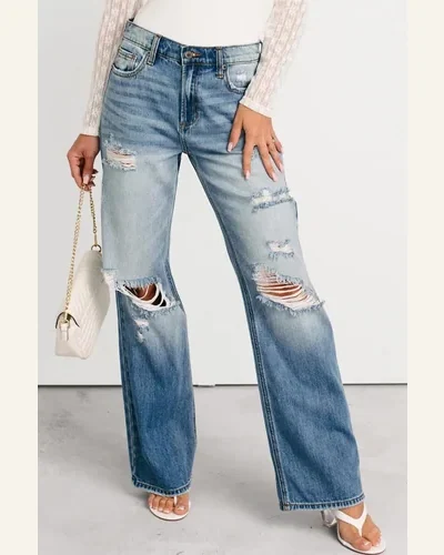 Casual Myosotis Distressed Jeans Mid Rise Sneak Peek, view 3