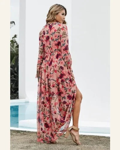 Fall Dresses Casual Wild Lotus Ruffle Tiered Maxi, view 3