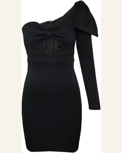 Cut Out Bow Knot One Shoulder Elegant Bodycon Dress, view 3