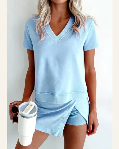 Travel Outfits Summer Lounge Set Mineral Wash, view 3
