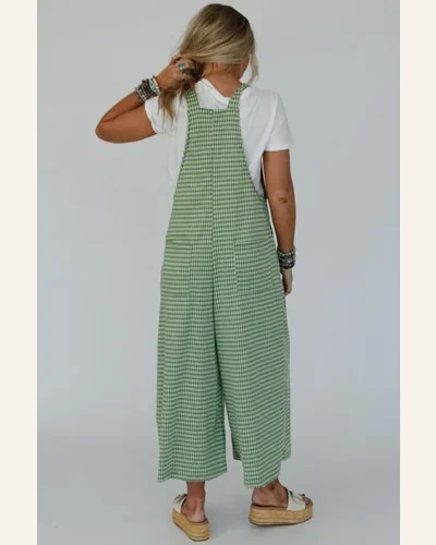 Overalls Casual Gingham Wide Leg Loose Overall, view 2