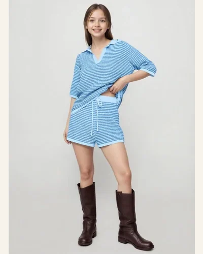 Girls Sweater Set 2 Piece Outfits Half Sleeve, view 3