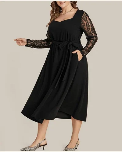 Lace Long Sleeve A Line Elegant Cocktail Party Dress, view 3