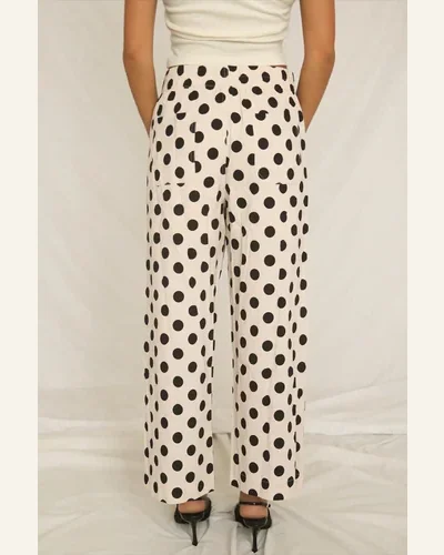 Casual White Polka Dot Pants Print Patched Pocket, view 2