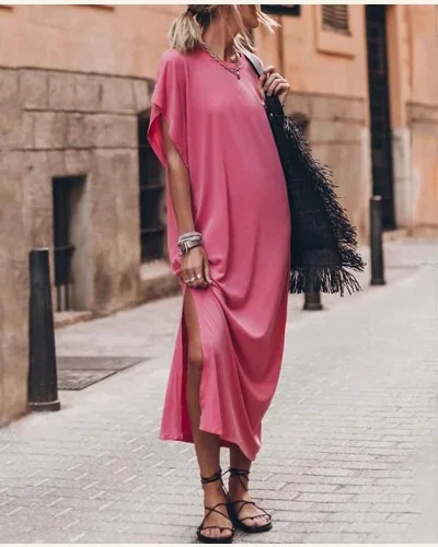 Casual Loose Pockets Long Dress Summer Beach Batwing, view 2