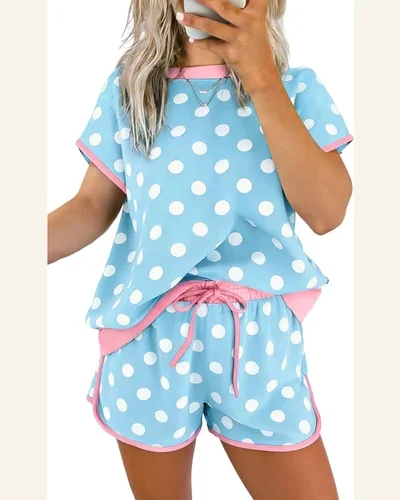Summer 2 Piece Outfits Polka Dot Top, view 4