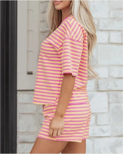 Striped Workout Set 2 Piece Summer Outfits Drop, view 2